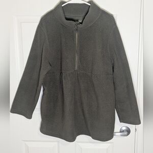Isabel Maternity by Ingrid & Isabel Olive Sherpa Quarter-Zip Pullover Sweater M